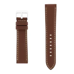 Bracelet Cuir Taureau Mat AVIATOR 20/18mm Vison Couture Sellier Ecru Doublure Veau déperlant