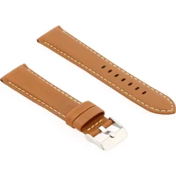 Bracelet Cuir Taureau Mat AVIATOR 20/18mm Miel Couture Sellier Ecru Doublure Veau déperlant