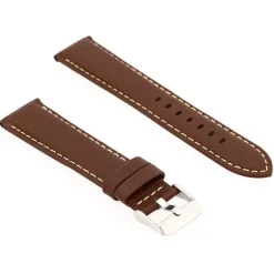 Bracelet Cuir Taureau Mat AVIATOR 20/18mm Vison Couture Sellier Ecru Doublure Veau déperlant