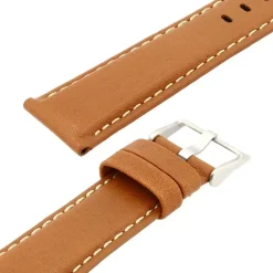 Bracelet Cuir Taureau Mat AVIATOR 20/18mm Miel Couture Sellier Ecru Doublure Veau déperlant