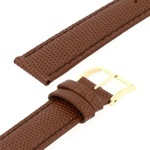 Bracelet Cuir Vachette grain lézard Mat OPALINE 18/16mm Vison Couture T/T Doublure Vachette nubuck