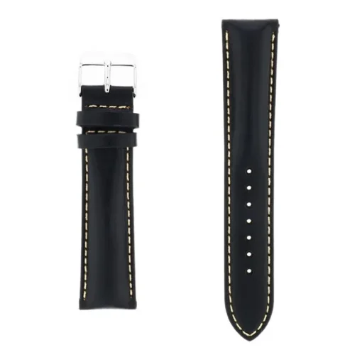 Bracelet Cuir Vachette pull up Mat COLORADO 20/18mm Noir Couture