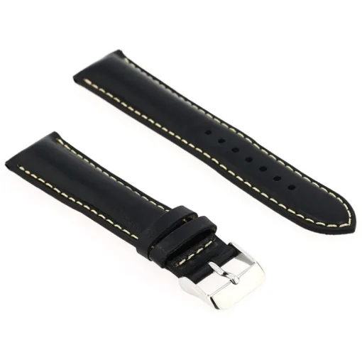 Bracelet Cuir Vachette pull up Mat COLORADO 20/18mm Noir Couture