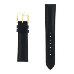 Bracelet Cuir Vachette satinée NEW YORK 18/16mm Noir Couture T/T Doublure Vachette nubuck Anse D'Clic
