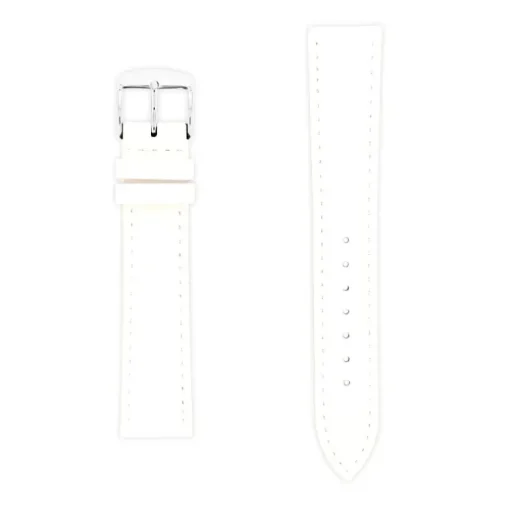 Bracelet Cuir Vachette satinée MIAM118/16mm Blanc Couture T/T Doublure Vachette nubuck