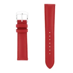 Bracelet Cuir Vachette satinée NEW YORK 18/16mm Rouge Couture T/T Doublure Vachette nubuck Anse D'Clic