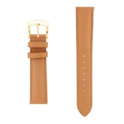 Bracelet Cuir Vachette satinée NEW YORK 18/16mm Cognac Couture T/T Doublure Vachette nubuck Anse D'Clic