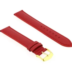Bracelet Cuir Vachette satinée MIAMI 18/16mm Rouge Couture T/T Doublure Vachette nubuck