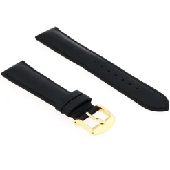 Bracelet Cuir Vachette satinée NEW YORK 18/16mm Noir Couture T/T Doublure Vachette nubuck Anse D'Clic
