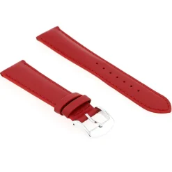 Bracelet Cuir Vachette satinée NEW YORK 18/16mm Rouge Couture T/T Doublure Vachette nubuck Anse D'Clic