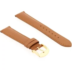 Bracelet Cuir Vachette satinée NEW YORK 18/16mm Cognac Couture T/T Doublure Vachette nubuck Anse D'Clic