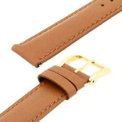 Bracelet Cuir Vachette satinée NEW YORK 18/16mm Cognac Couture T/T Doublure Vachette nubuck Anse D'Clic