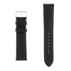 Bracelet Cuir Veau déperlant Mat NEPTUNE 20/18mm Noir Couture/Tranche Rouge Doublure Veau déperlant
