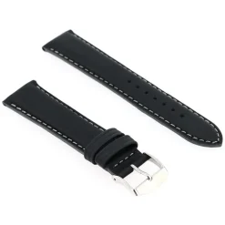 Bracelet Cuir Veau déperlant Mat NEPTUNE 20/18mm Noir Couture/Tranche Gris Doublure Veau déperlant