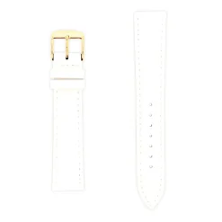 Bracelet Cuir Veau grain alligator Satiné écaille carrée CHARLESTON 18/16mm Blanc Couture T/T Doublure Vachette nubuck