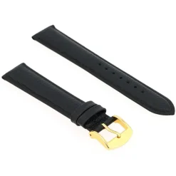 Bracelet Cuir Veau grainé Mat BOSTON 18/16mm Noir Couture T/T Doublure Vachette nubuck
