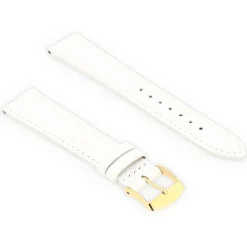 Bracelet Cuir Veau grain alligator Satiné écaille carrée CHARLESTON 18/16mm Blanc Couture T/T Doublure Vachette nubuck