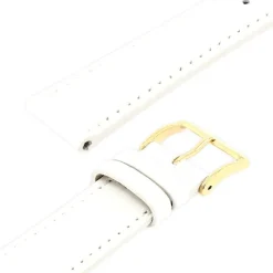 Bracelet Cuir Veau grain alligator Satiné écaille carrée CHARLESTON 18/16mm Blanc Couture T/T Doublure Vachette nubuck