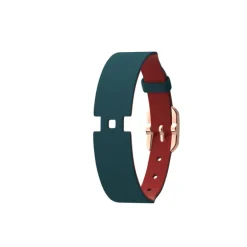 Bracelet de montre femme les georgettes simple tour 14mm cuir bleu pétrole/framboise boucle dorée rose 703405537M7000