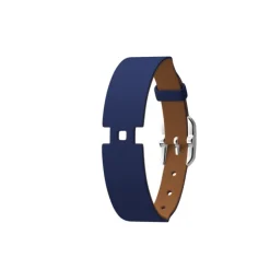 Bracelet de montre femme les georgettes cuir bleu denim/canyon, boucle argentée 703405513M5000