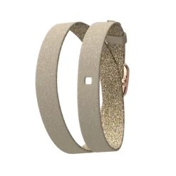 Bracelet de montre les georgettes double tour 10mm réversible crème/paillettes dorées boucle rose 703485437C4000
