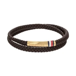 Bracelet Double Rangs Homme TOMMY HILFIGER Cuir Brun