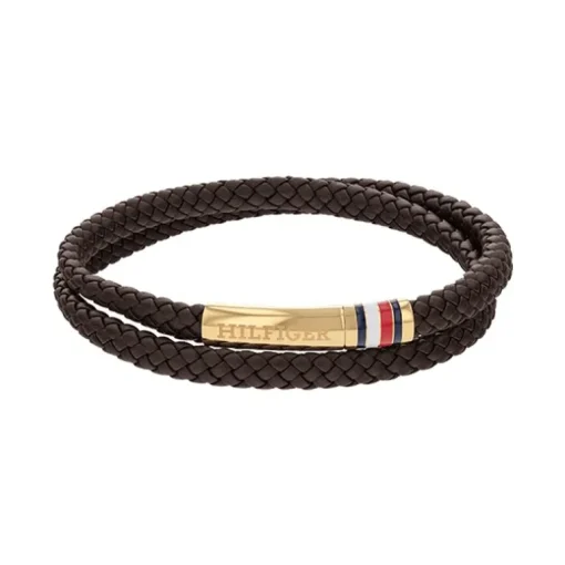 Bracelet Double Rangs Homme TOMMY HILFIGER Cuir Brun