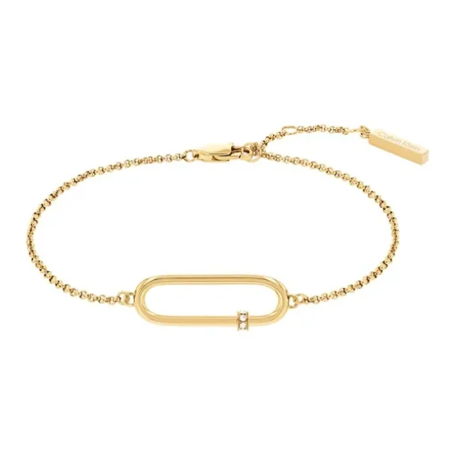 Bracelet femme CALVIN KLEIN ELONGATED OVAL acier doré et cristaux