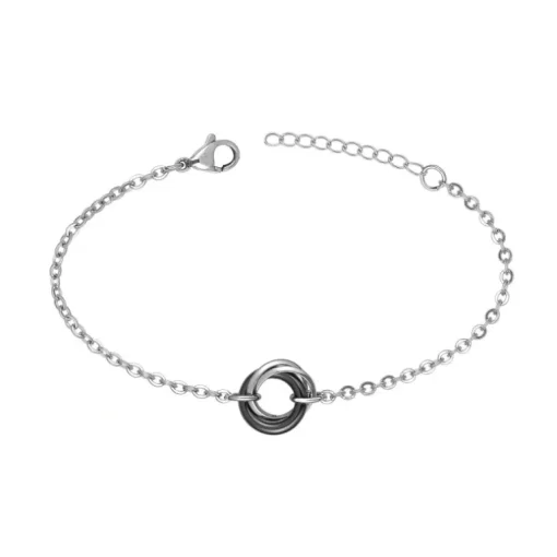 Bracelet Femme Anneaux EDORA Acier et Céramique Noire