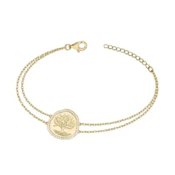 Bracelet Femme Arbre de Vie EDORA PLAQUE OR et Oxydes EDO66300076