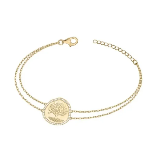 Bracelet Femme Arbre de Vie EDORA PLAQUE OR et Oxydes EDO66300076