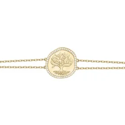 Bracelet Femme Arbre de Vie EDORA PLAQUE OR et Oxydes EDO66300076
