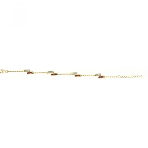 Bracelet femme barrettes EDORA PLAQUE OR et spinelles rouges