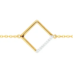 Bracelet Femme Carré PLAQUE OR Jaune et Oxydes