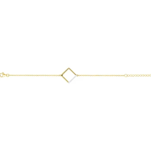 Bracelet Femme Carré PLAQUE OR Jaune et Oxydes