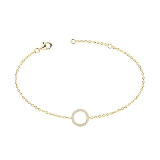 Bracelet Femme Cercle PLAQUE OR Jaune et Oxydes
