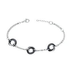 Bracelet Femme Cercles EDORA Acier et Céramique Noire