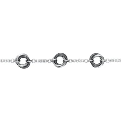 Bracelet Femme Cercles EDORA Acier et Céramique Noire
