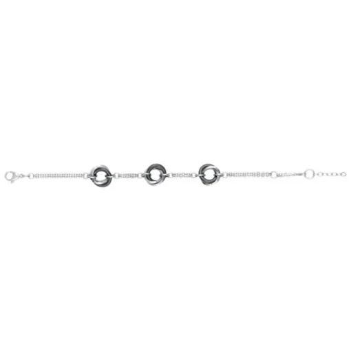Bracelet Femme Cercles EDORA Acier et Céramique Noire