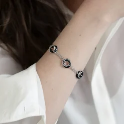 Bracelet Femme Cercles EDORA Acier et Céramique Noire