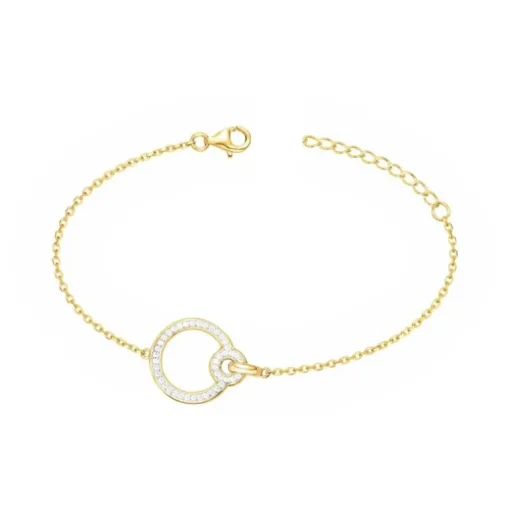 Bracelet femme cercles empierrés EDORA PLAQUE OR et oxydes