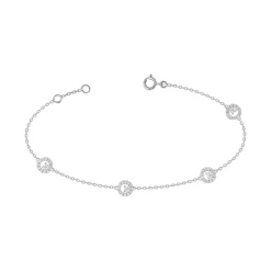 Bracelet Femme Cercles OR 375/1000 Blanc et Oxydes