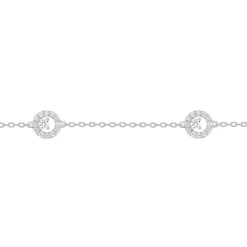 Bracelet Femme Cercles OR 375/1000 Blanc et Oxydes
