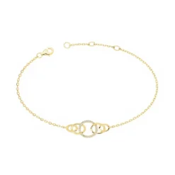 Bracelet Femme Cercles PLAQUE OR Jaune et Oxydes