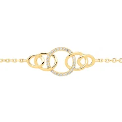 Bracelet Femme Cercles PLAQUE OR Jaune et Oxydes