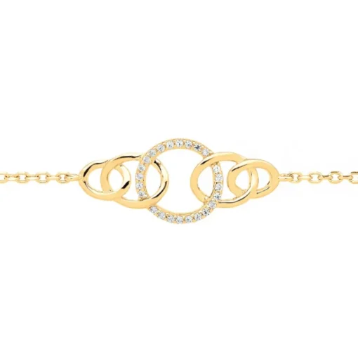Bracelet Femme Cercles PLAQUE OR Jaune et Oxydes