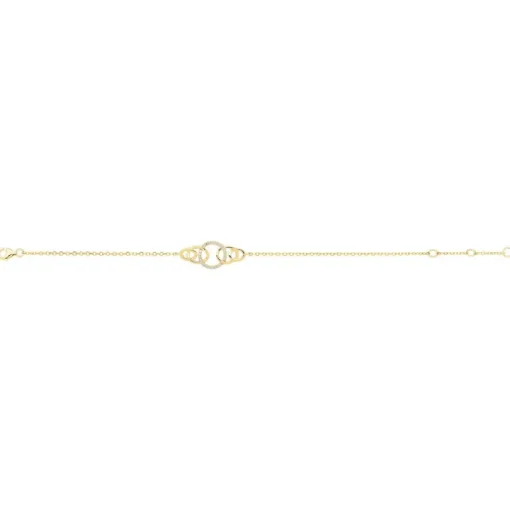 Bracelet Femme Cercles PLAQUE OR Jaune et Oxydes