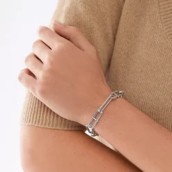 Bracelet Femme Chaine FOSSIL Heritage D-Link Acier Argenté JF04502040