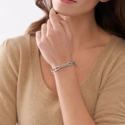 Bracelet Femme Chaine FOSSIL Heritage D-Link Acier Argenté JF04502040