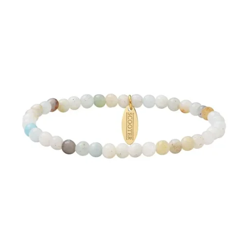 Bracelet Femme 16CM SCOOTER Acier Doré Amazonite